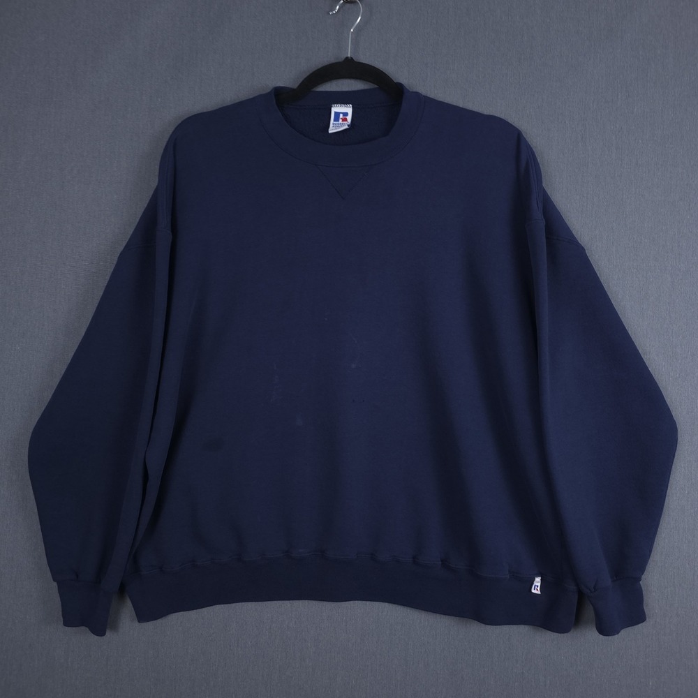 Vintage Russell Athletic Sweatshirt Mens XXXL Blue V-Stitch Crewneck USA 90s 3XL